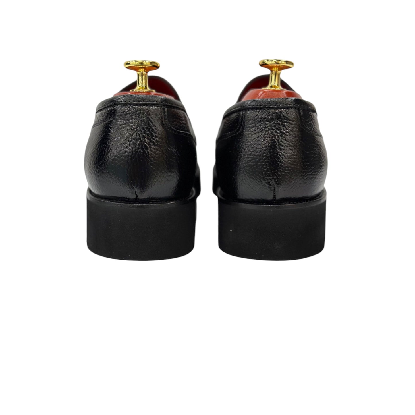 Black Istanbul Fashion by Raad Red Bottom Leather Shoes With Silver Finish Metal and Higher Bottom-1601