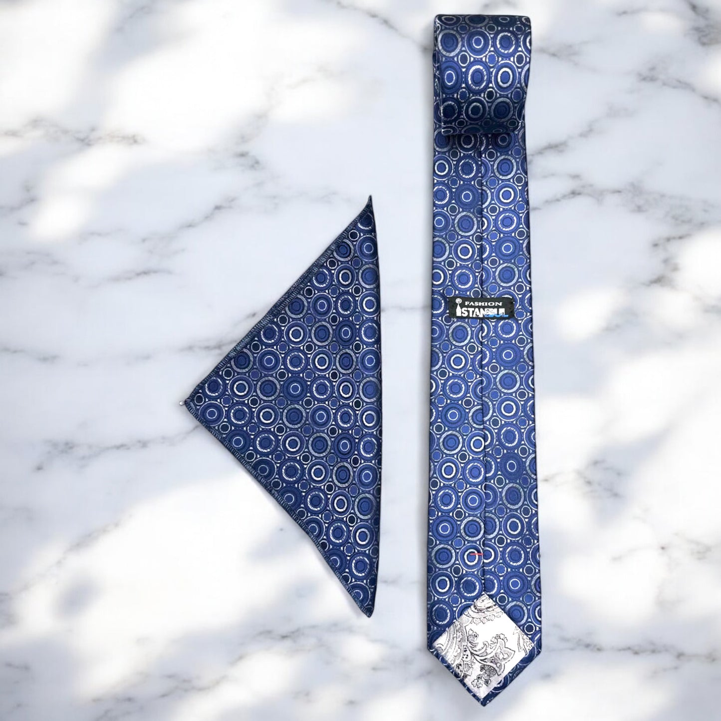 Combination Of Blue Shades Circles -Istanbul Fashion Tie - Classic Wide