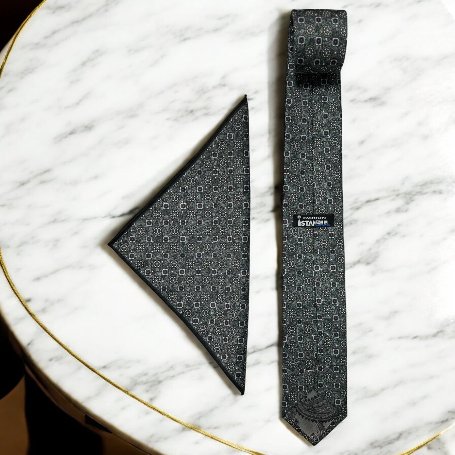 Classic Vintage Pattern with Chrome Base  - Istanbul Fashion Tie - Classic Wide