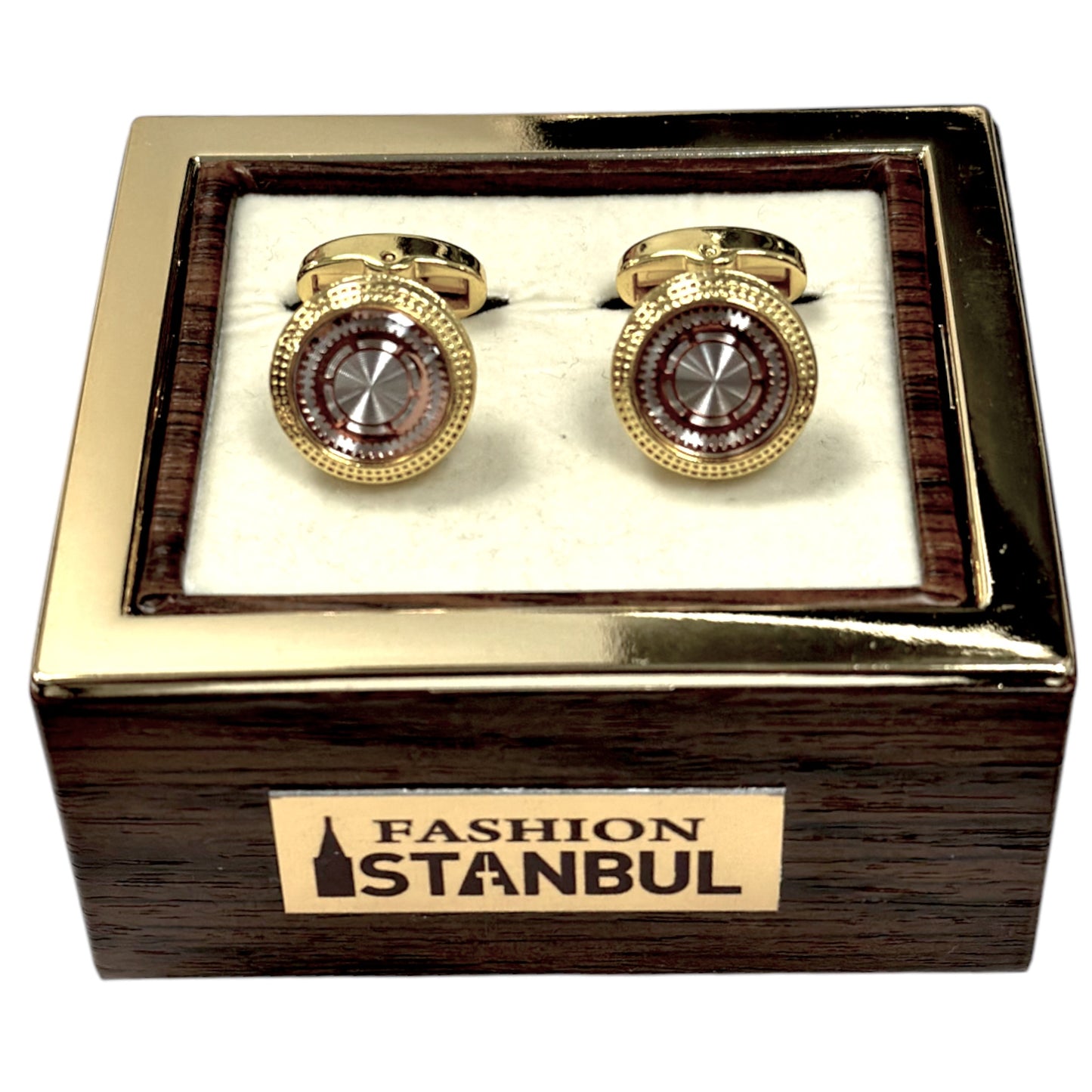 Royal Golden Detailed combined with Silver on Shiny Finish- Istanbul Fashion Cufflinks - 41