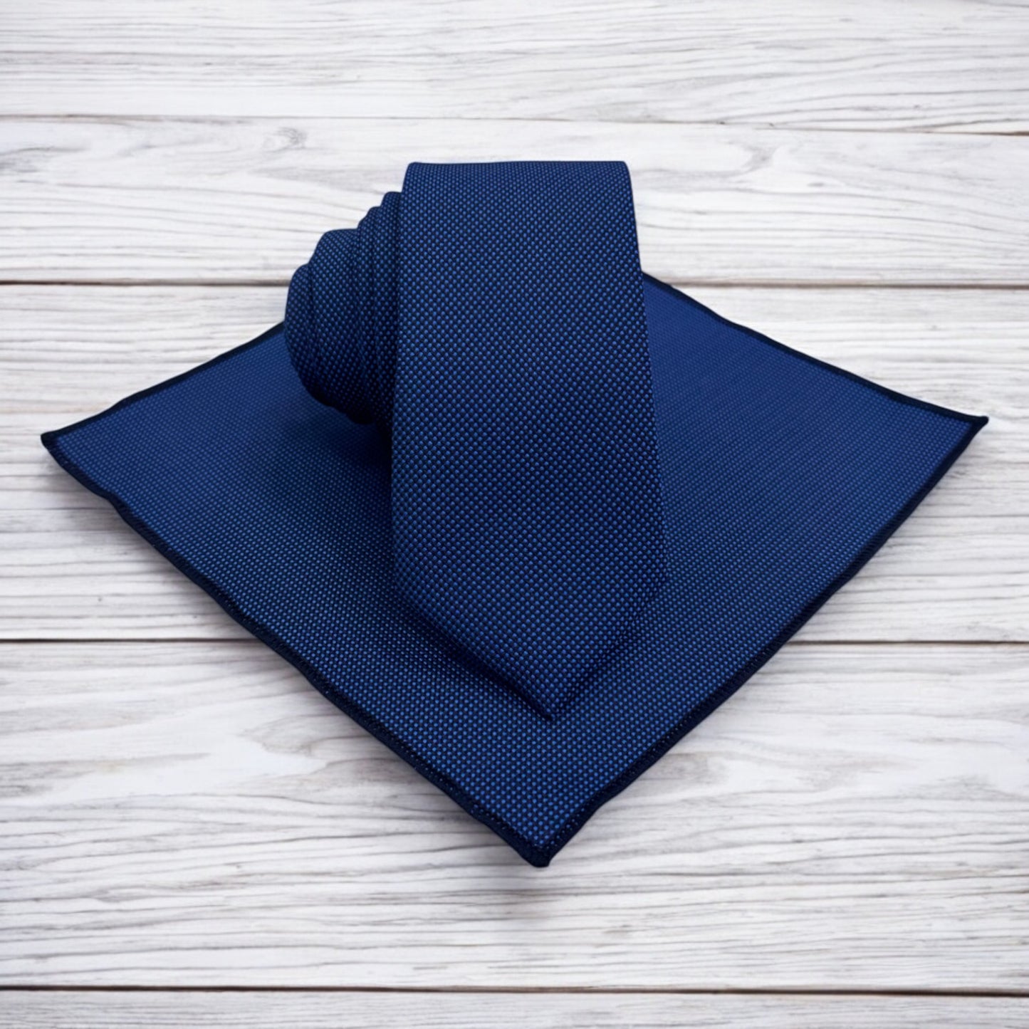 Light Navy with Light Blue Dots  - Istanbul Fashion Slim Tie, Textured Fabric