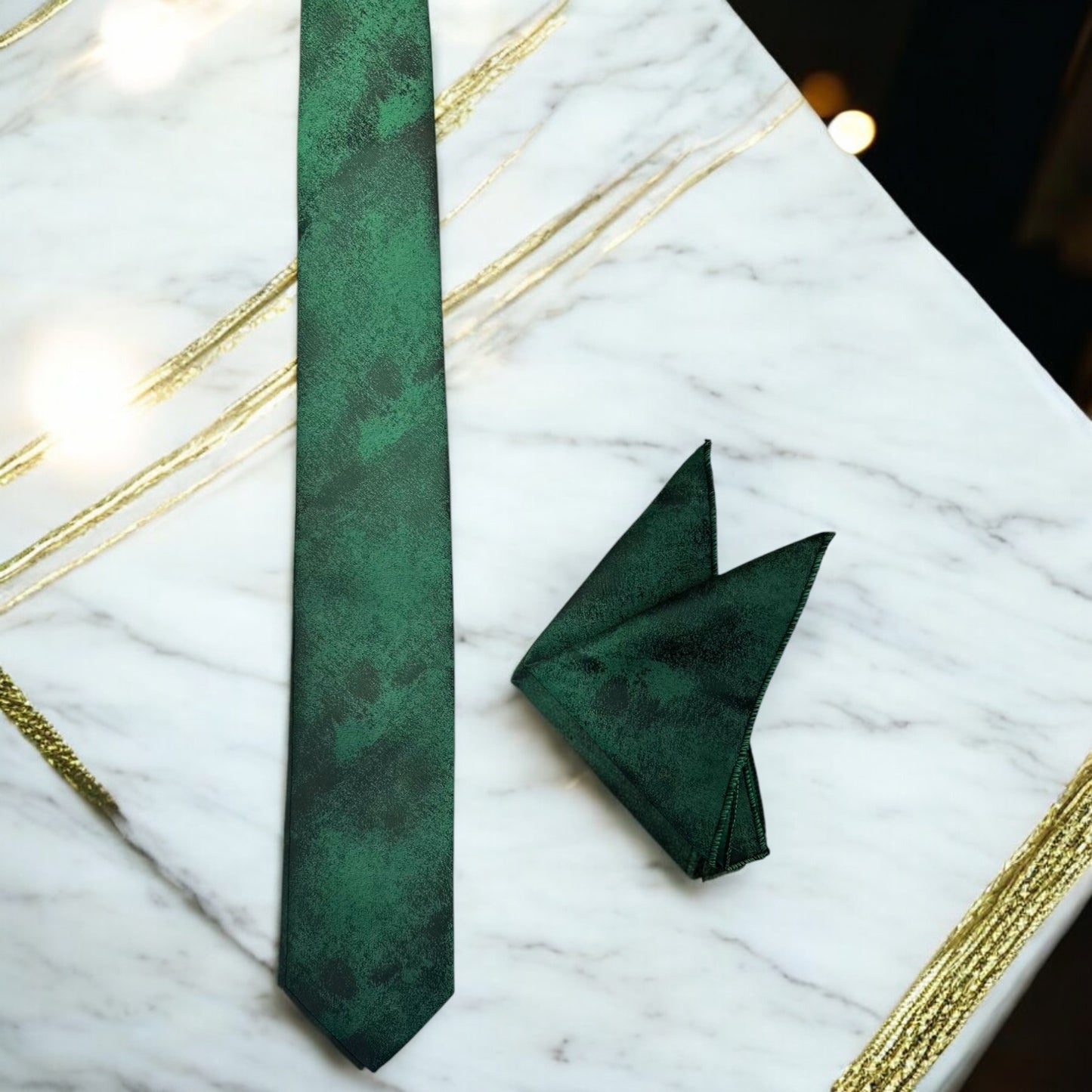Green and Black Cloudy Pattern  -Istanbul Fashion Tie - Classic Wide