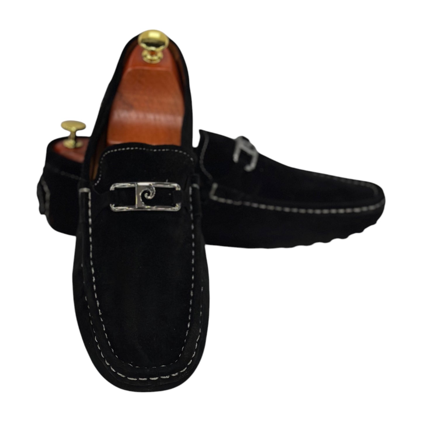 Black Slip On -Rubber Bottom--Silver Finish Metal Details-6005