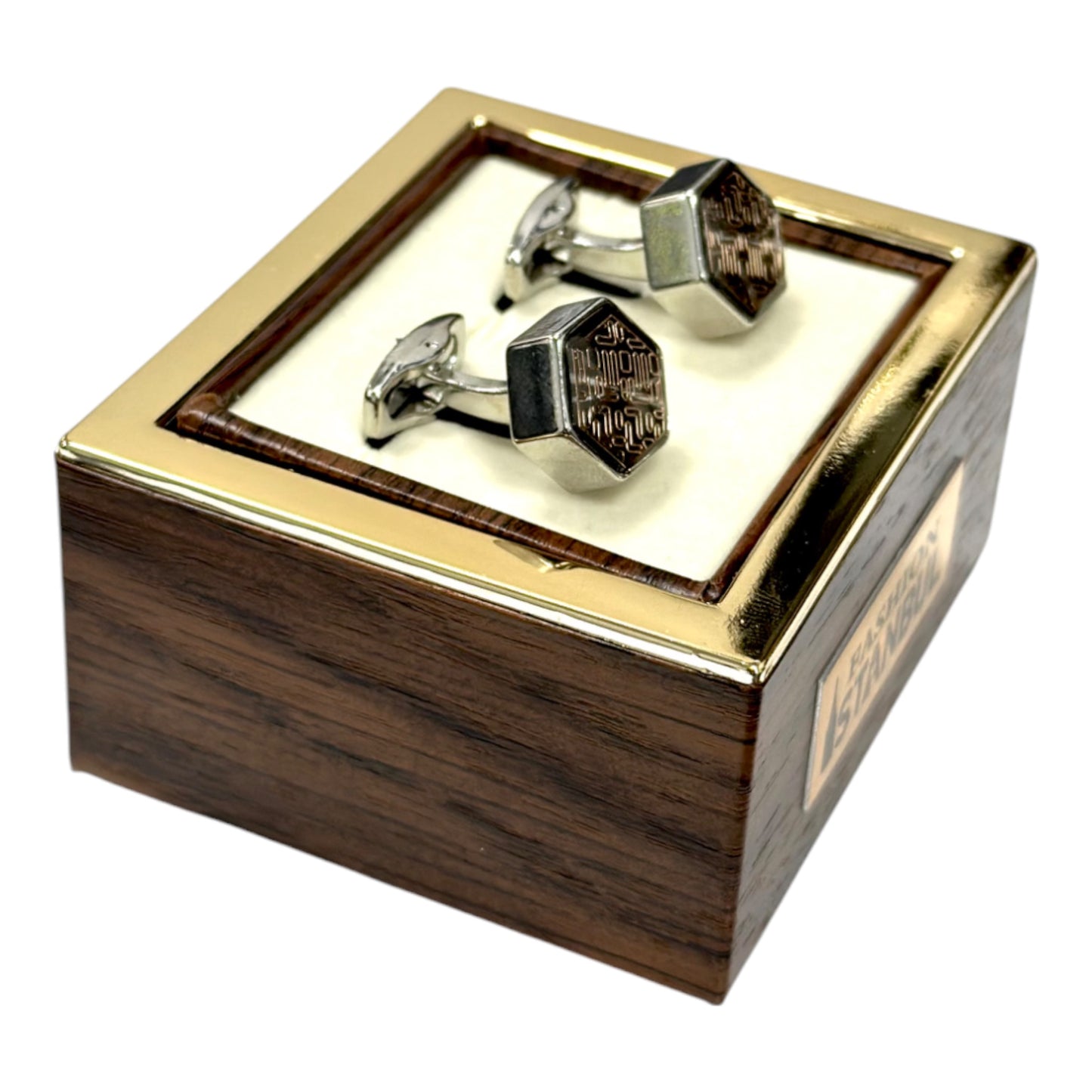 Pentagon Silver Combined with Rose Gold Details - Istanbul Fashion Cufflinks -56
