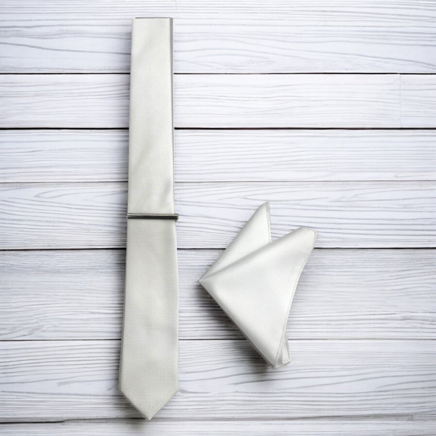Whitest White  - Istanbul Fashion Slim Tie, Textured Fabric