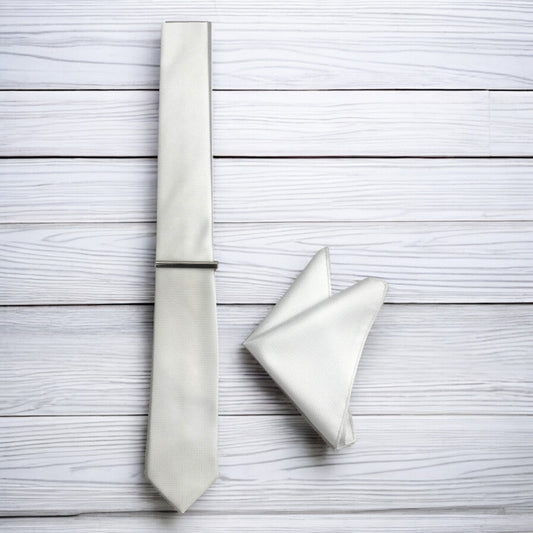 Whitest White  - Istanbul Fashion Slim Tie, Textured Fabric