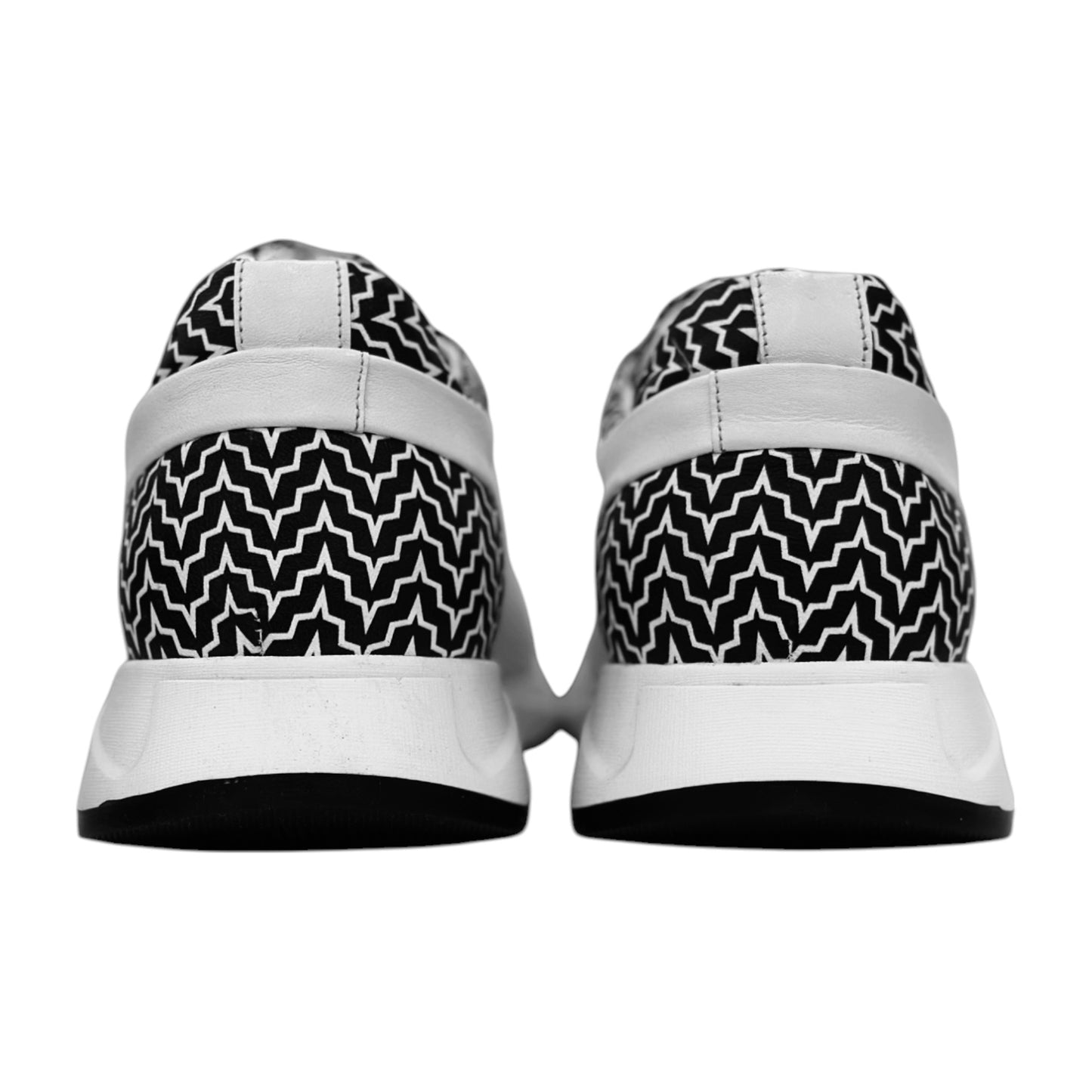 Casual Sneakers -White with Black Details -Elastic Lace-Rubber Bottom-3344442