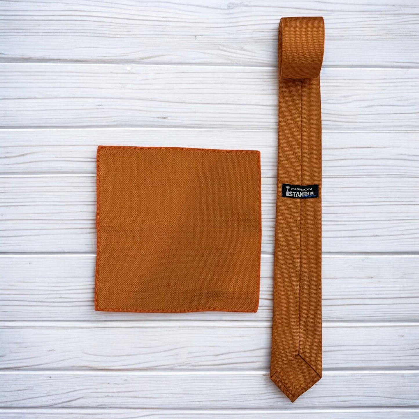 Dark Orange  - Istanbul Fashion Slim Tie, Textured Fabric