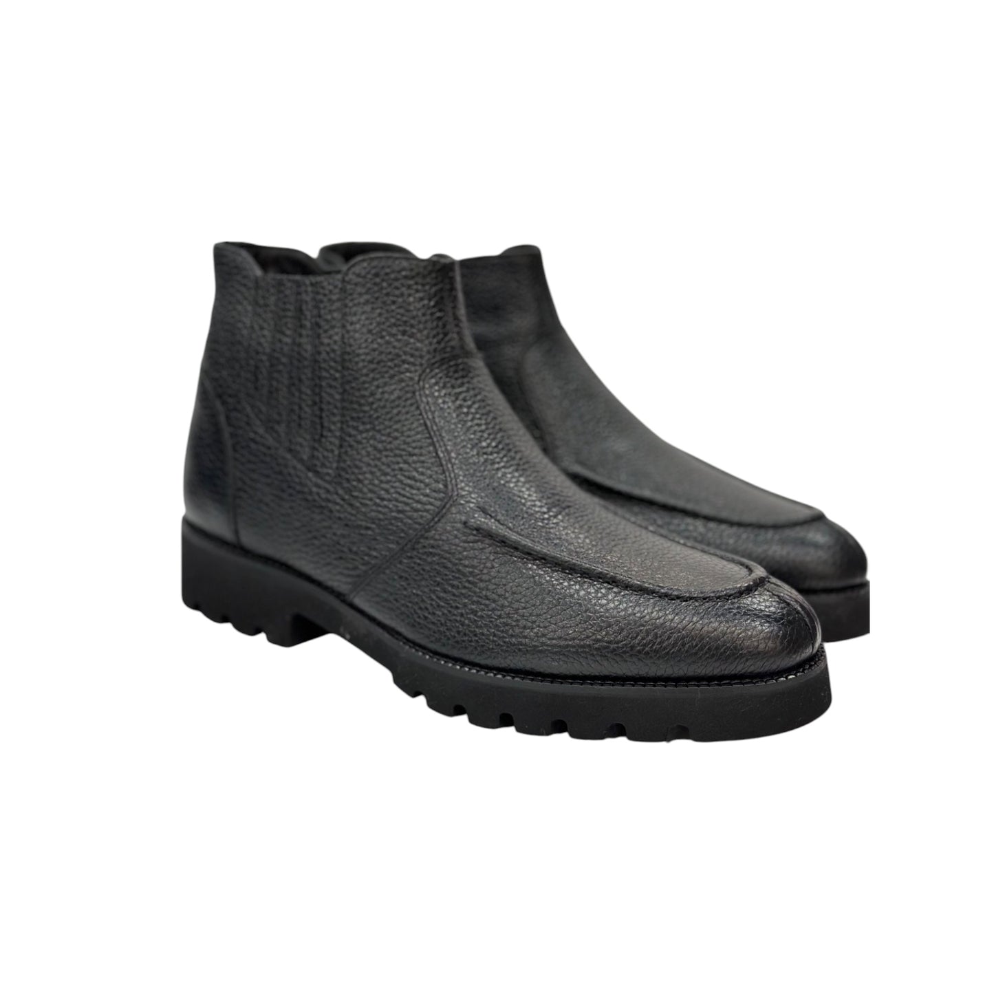 Ankle Boots - Luxury Highest Quality Black Leather-Detailed Zipper on Sides-240-B2718
