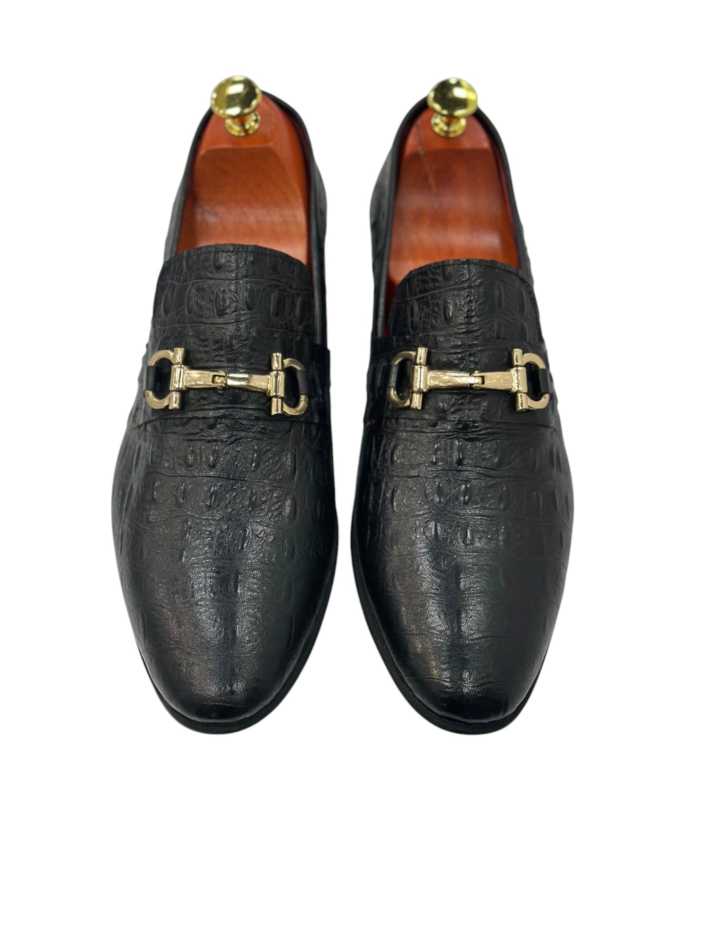Black Istanbul Fashion by Raad Red Bottom Shoes With Gold Buckle-997