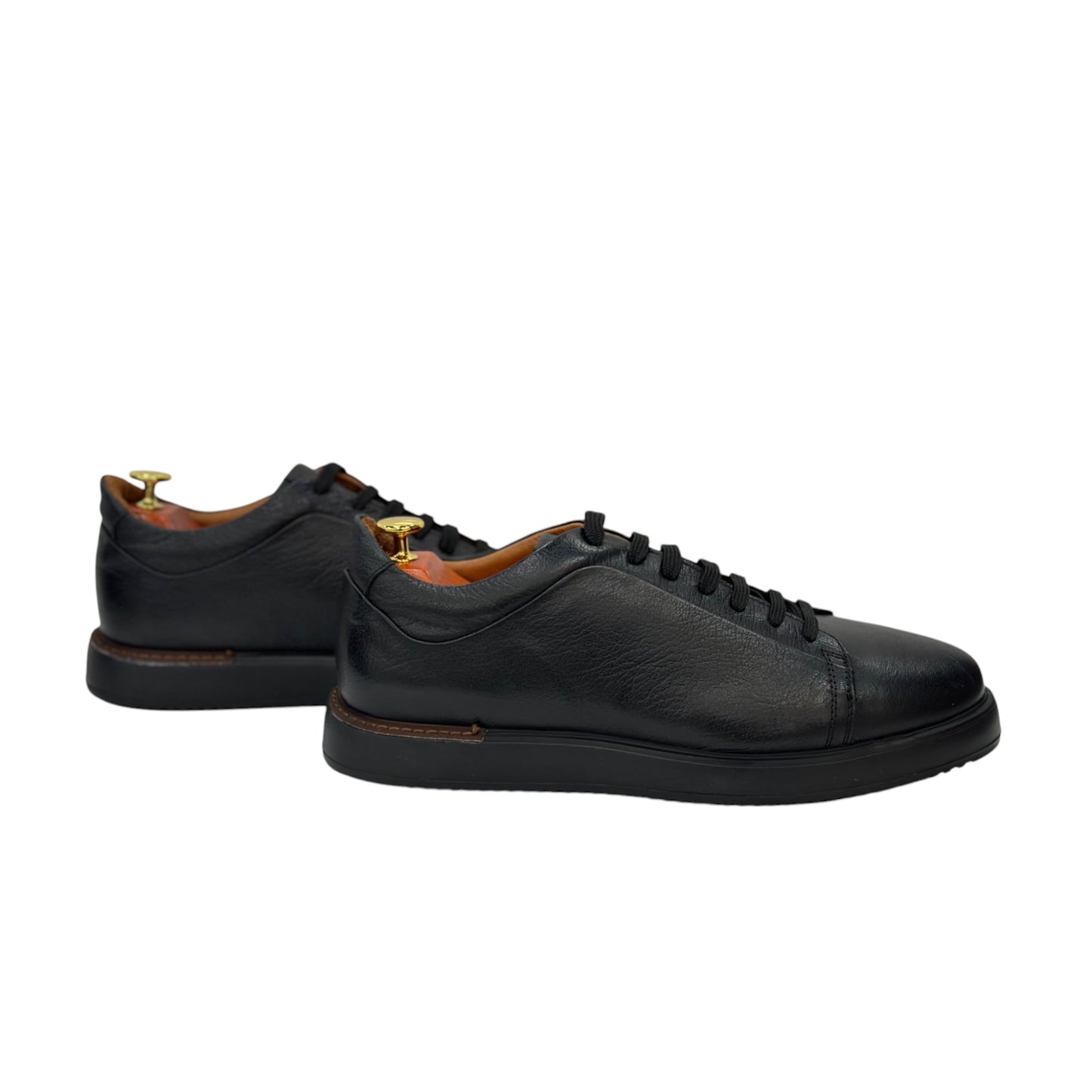 Black Sneakers - Unique Leather- with Brown Thread Details -210 4318