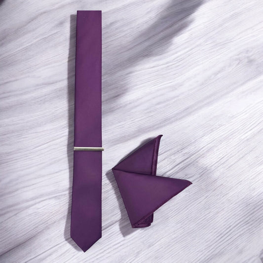 Grape Purple - Istanbul Fashion Slim Tie, Plain Satin