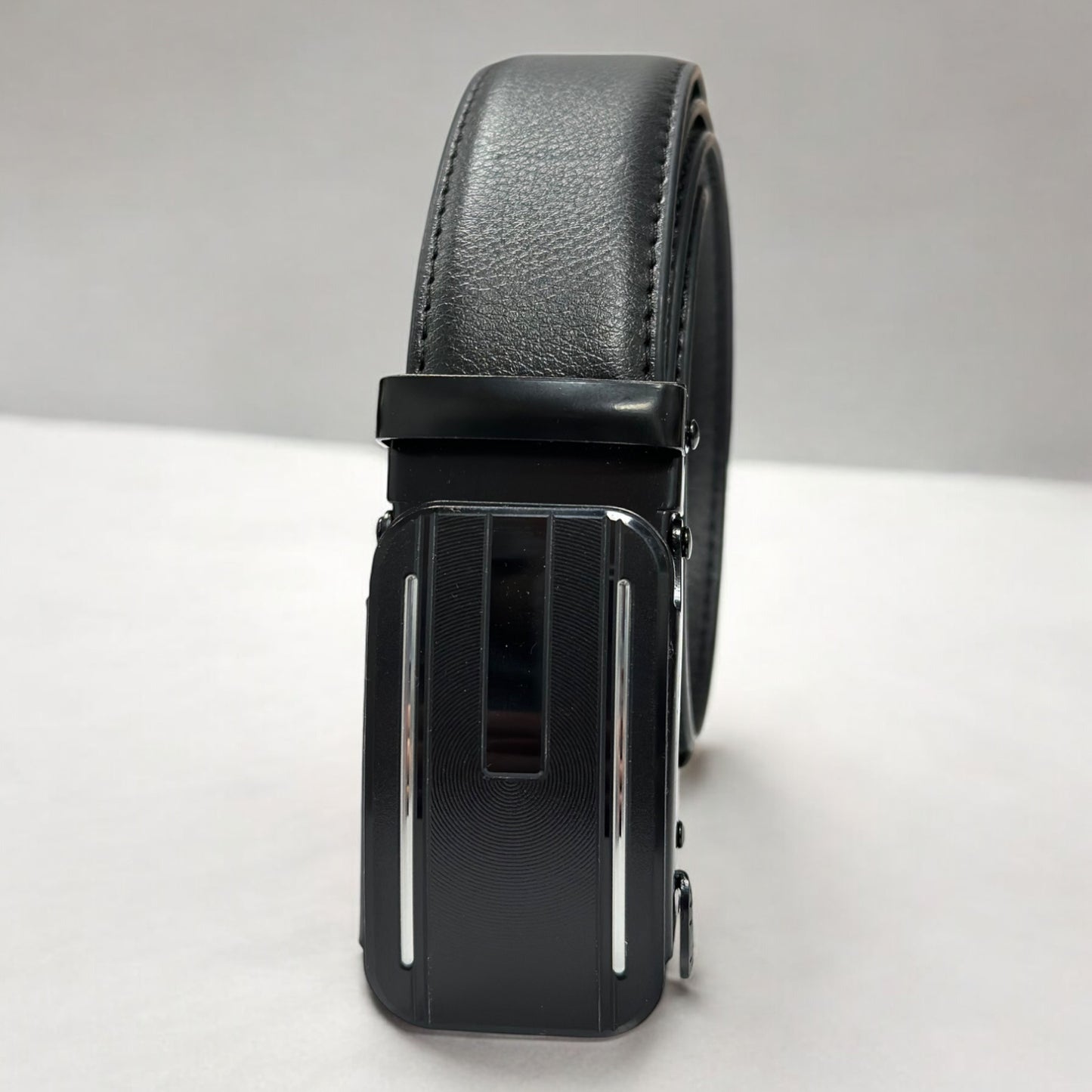 Matte Black Leather with Black Buckle - 3