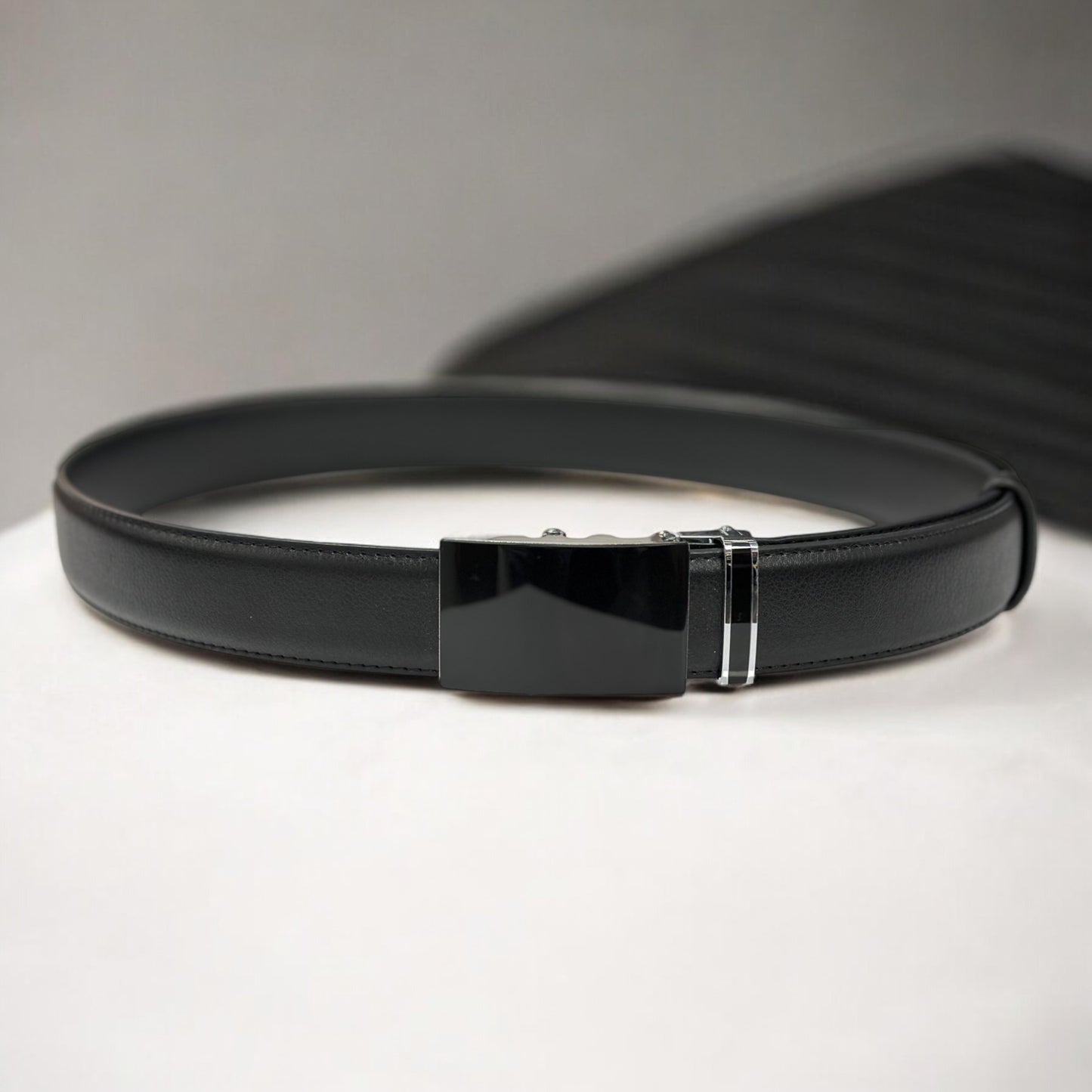 Black Matte Leather with Shiny Black Buckle - 7