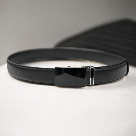 Black Matte Leather with Shiny Black Buckle - 7