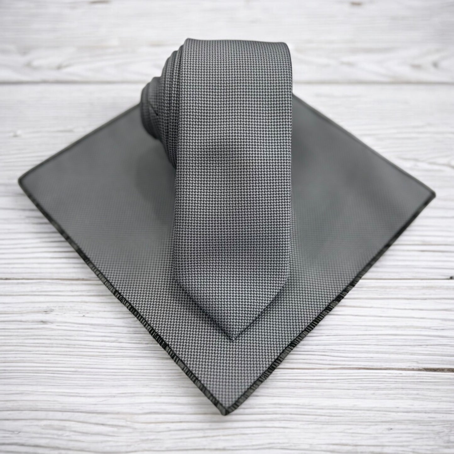 Silver Gray with Dark Lines  - Istanbul Fashion Slim Tie, Textured Fabric