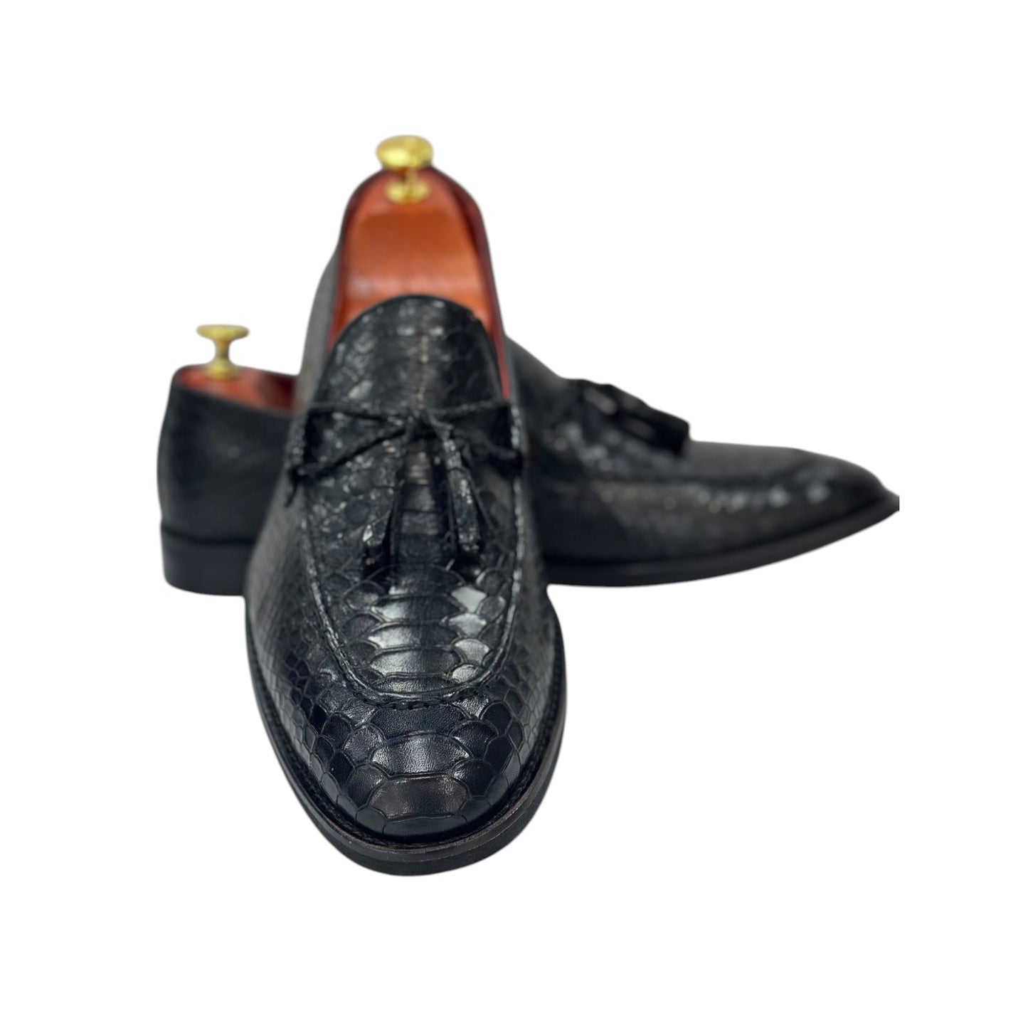Black Istanbul Fashion by Raad Red Bottom Shoes With Unique Texture leather and Rope -1527