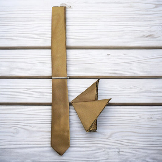 Dark Golden  - Istanbul Fashion Slim Tie, Textured Fabric