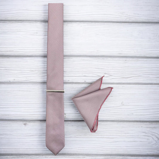 Mauve with Gray Lines- Istanbul Fashion Slim Tie, Textured Fabric