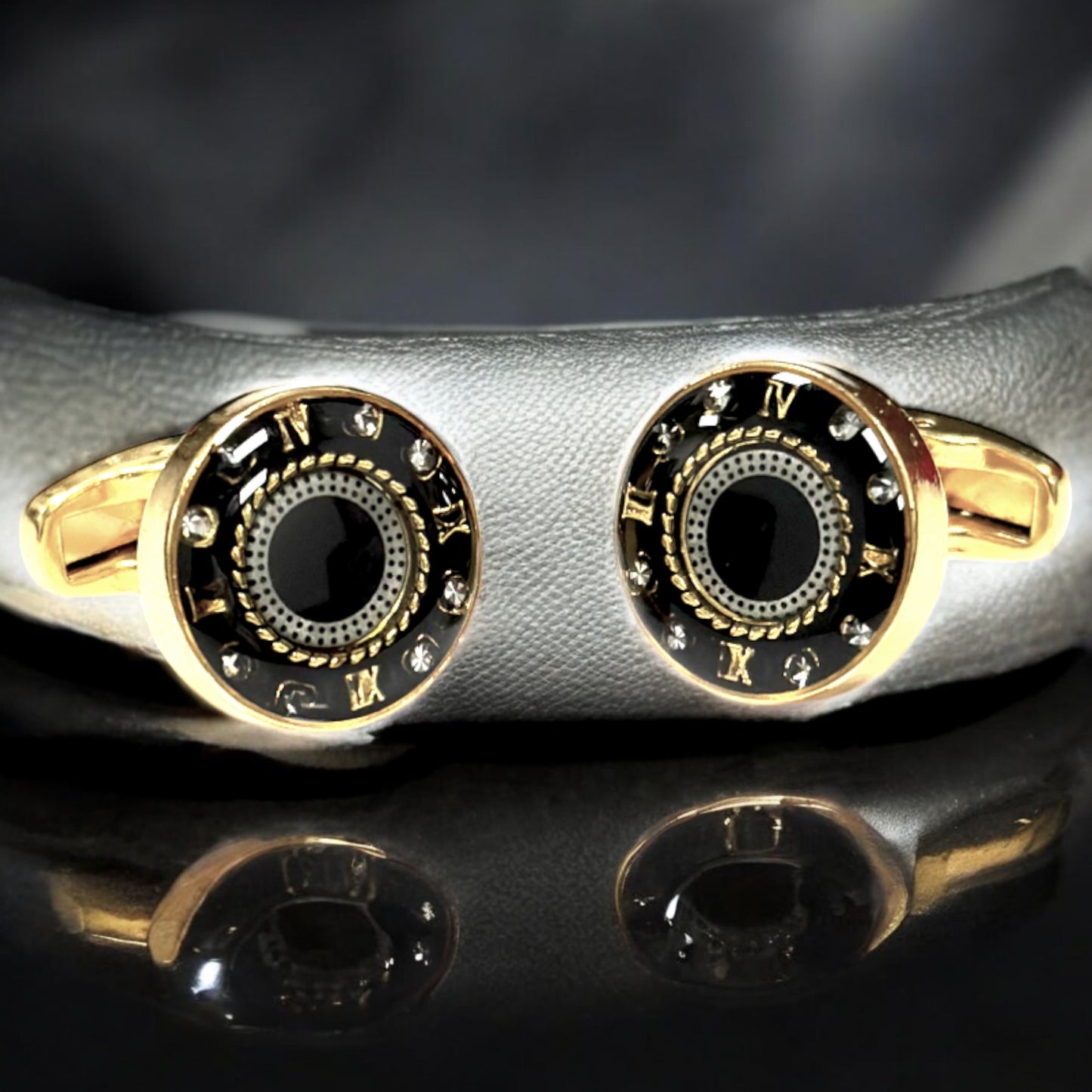 Luxury Gold Details with Diamonds and Black Interior  - Istanbul Fashion Cufflinks - 43