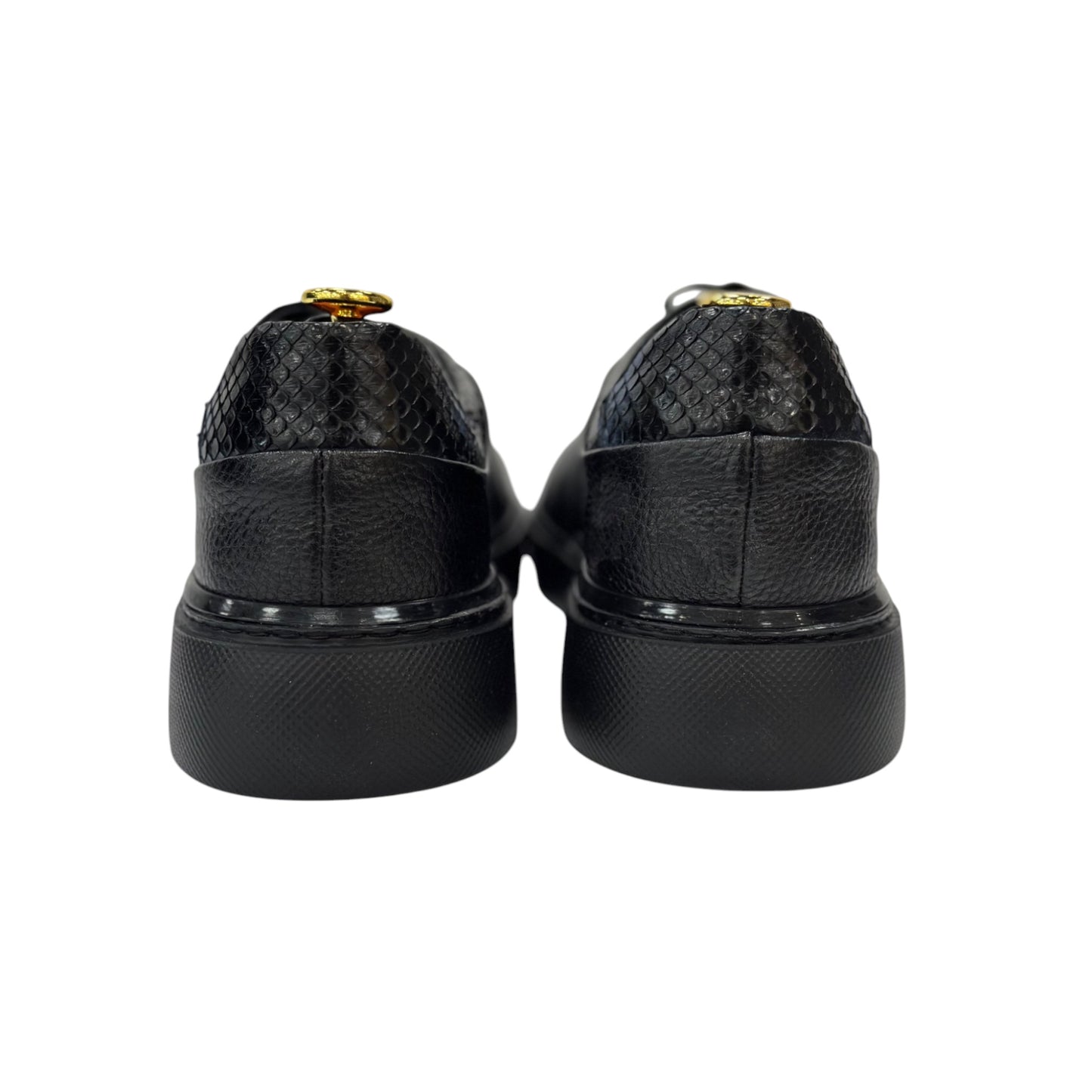 Black Sneakers - Unique  Textured Leather- with Thread Details -20-1981
