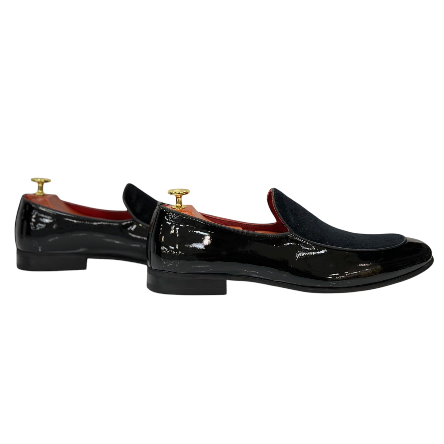 Black Istanbul Fashion by Raad Red Bottom Shoes With Unique Velvet on Leather Mix-1529
