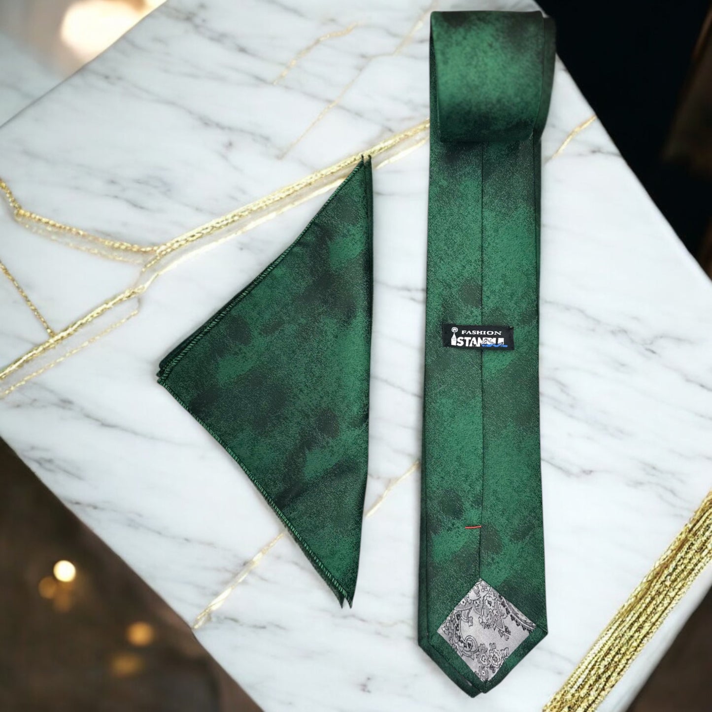 Green and Black Cloudy Pattern  -Istanbul Fashion Tie - Classic Wide