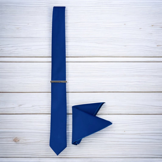 Royal Bluest Blue - Istanbul Fashion Slim Tie, Plain Satin