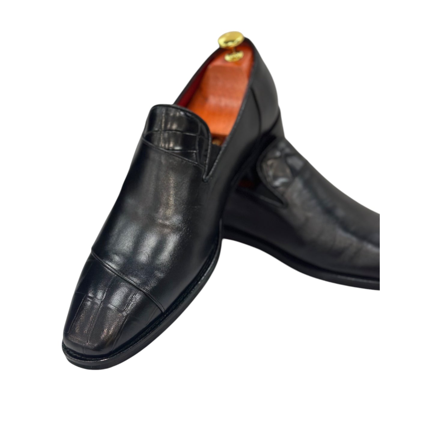 Black Istanbul Fashion by Raad Red Bottom Shoes With Two  tone texture-514