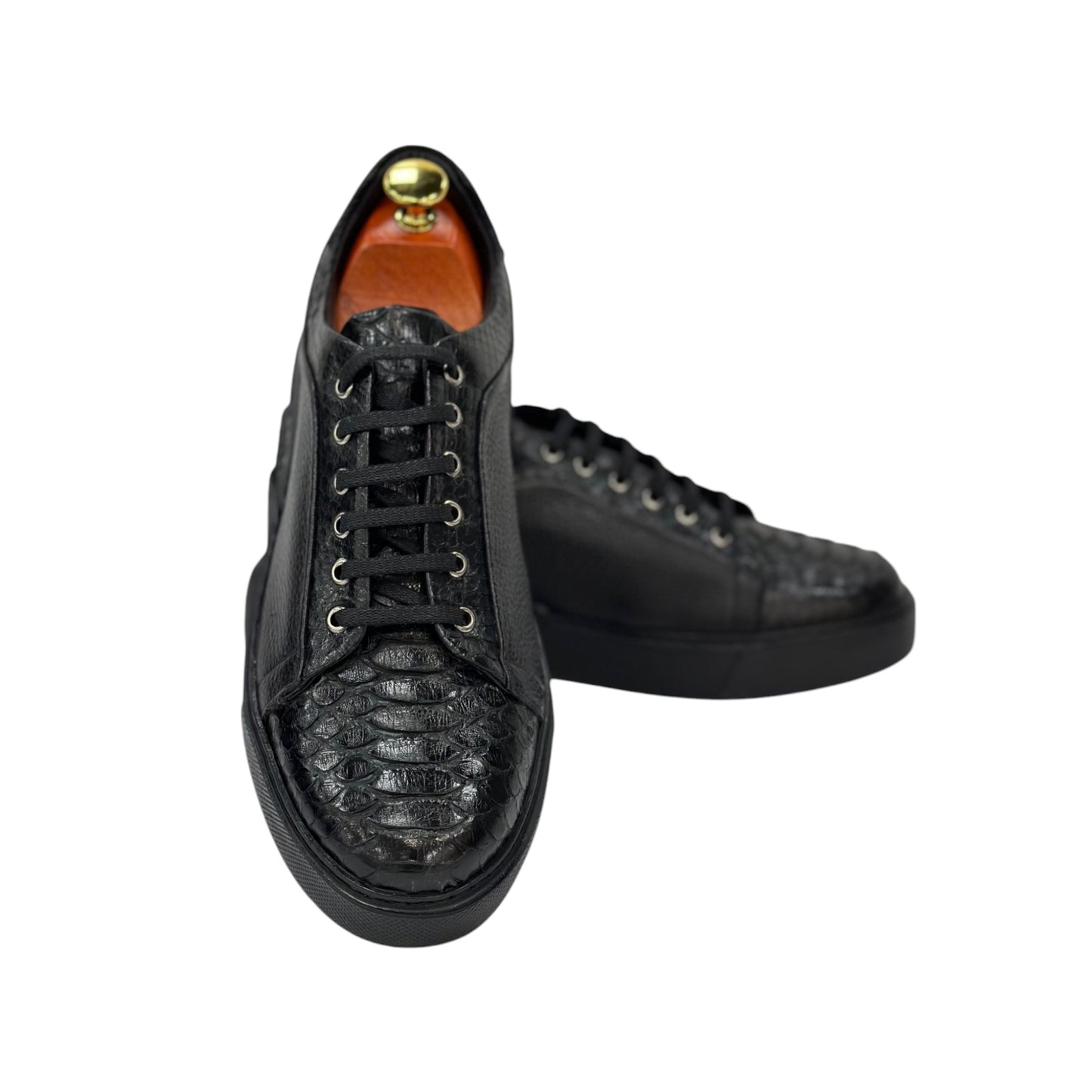 Black Sneakers - Unique  Textured Leather- with Thread Details -20-1981