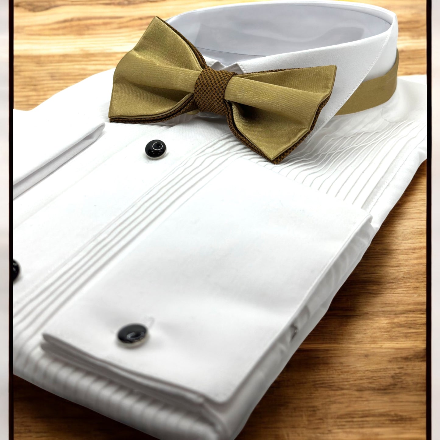 Contrasted Light and Dark Gold  Satin Tie with Adjustable Strap - Reversible