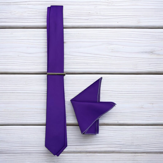 Bright Purple - Istanbul Fashion Slim Tie, Plain Satin