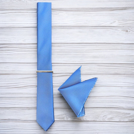 Ocean Blue Istanbul Fashion Slim Tie, Textured Fabric
