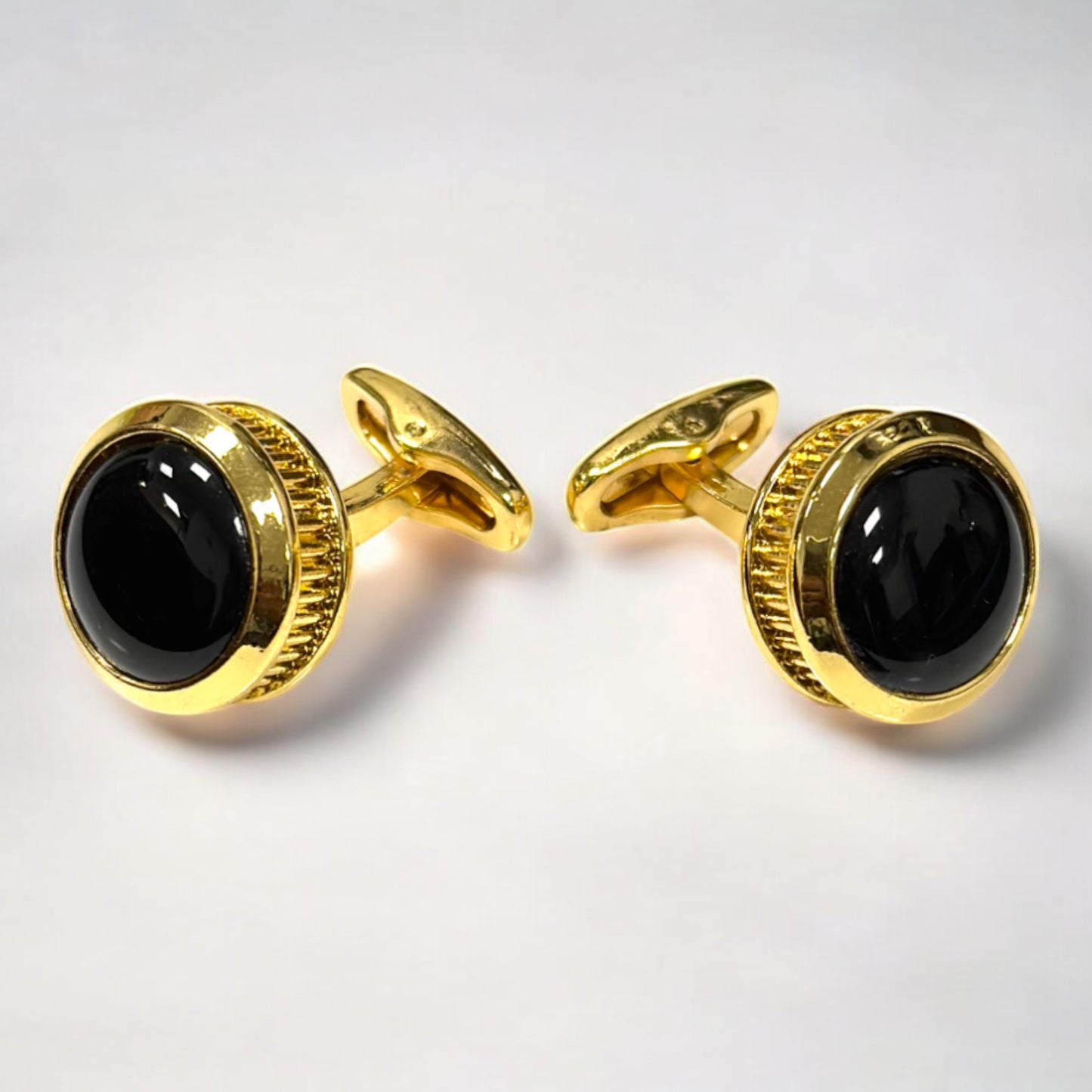 Elegant Round Gold with Black Interior  - Istanbul Fashion Cufflinks - 75