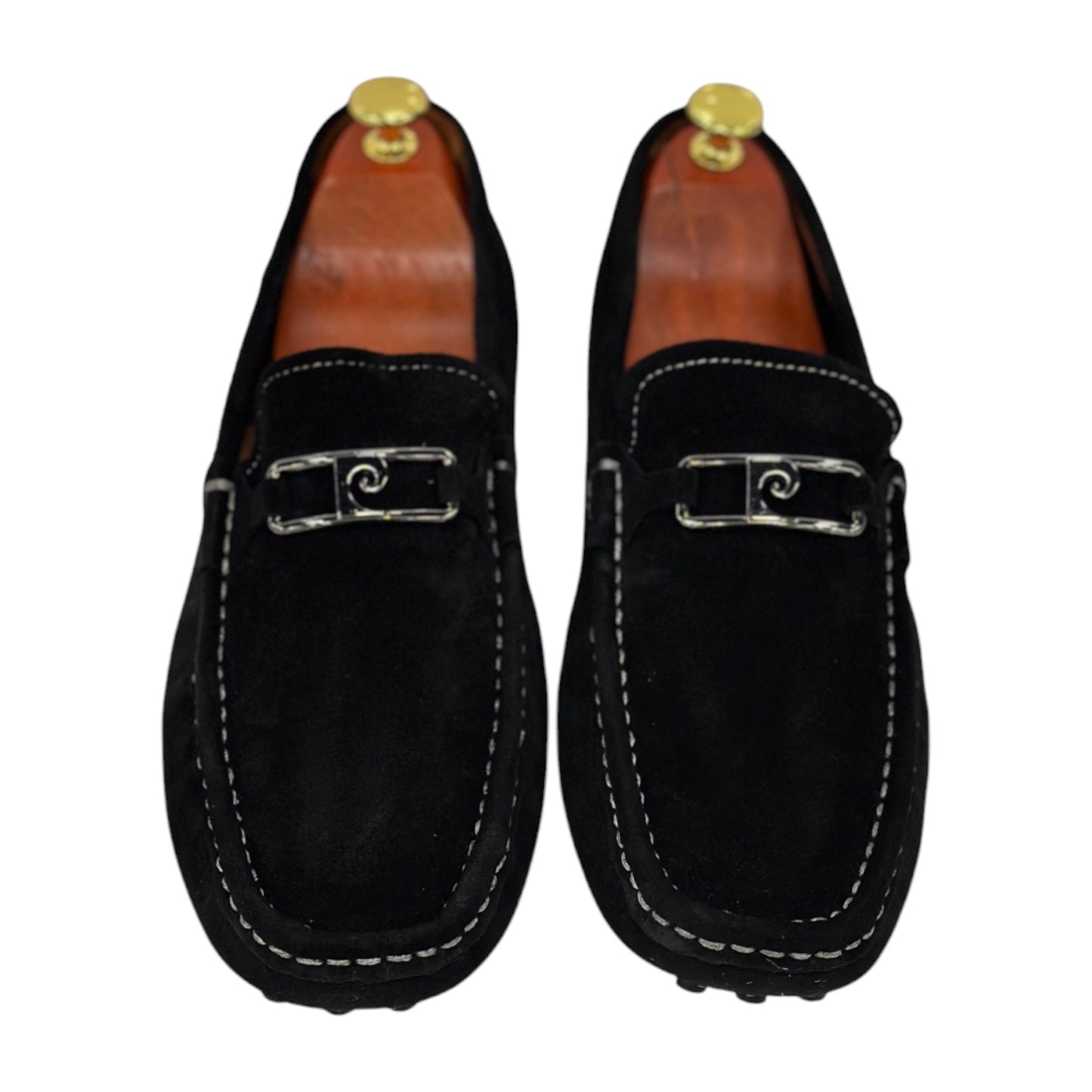 Black Slip On -Rubber Bottom--Silver Finish Metal Details-6005