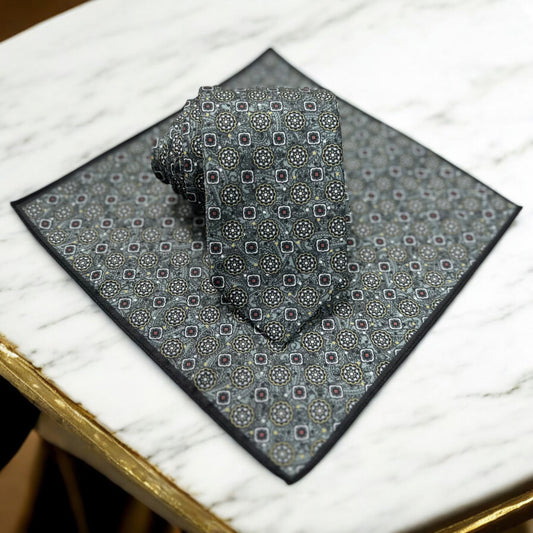 Classic Vintage Pattern with Chrome Base  - Istanbul Fashion Tie - Classic Wide