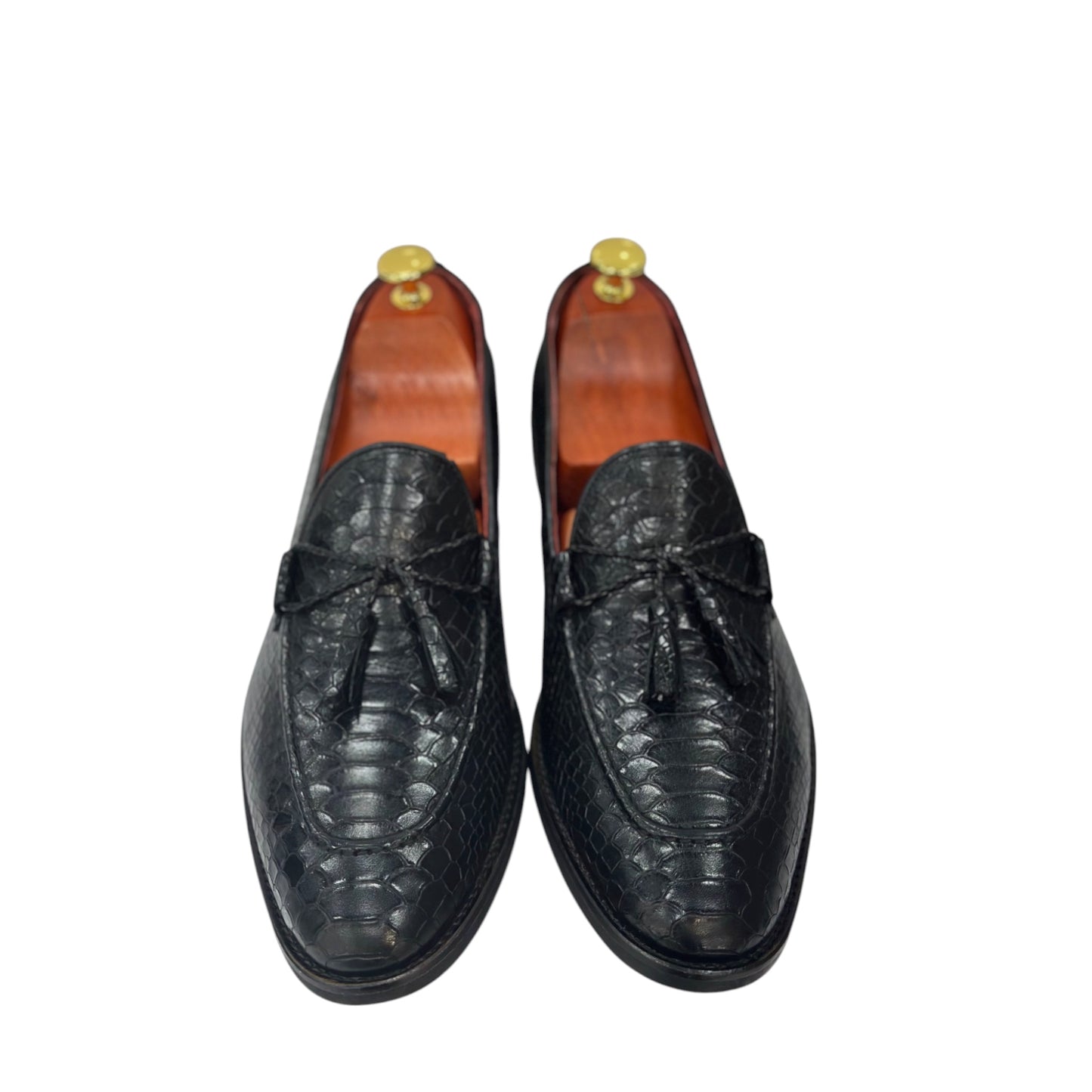 Black Istanbul Fashion by Raad Red Bottom Shoes With Unique Texture leather and Rope -1527