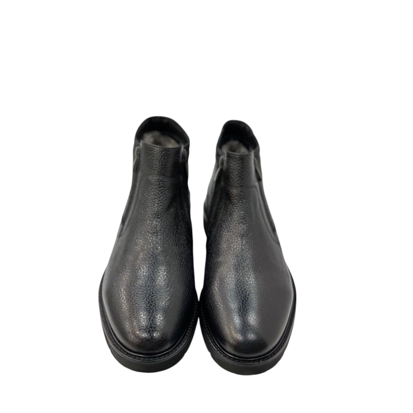 Black Ankle Boots-  with Double sided Zippers-Luxury Leather- Fury Interior  and Rubber Bottom-3125