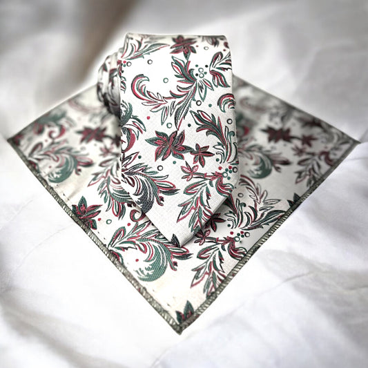 Floral Patterned on Gray Base -Istanbul Fashion Tie - Classic Wide