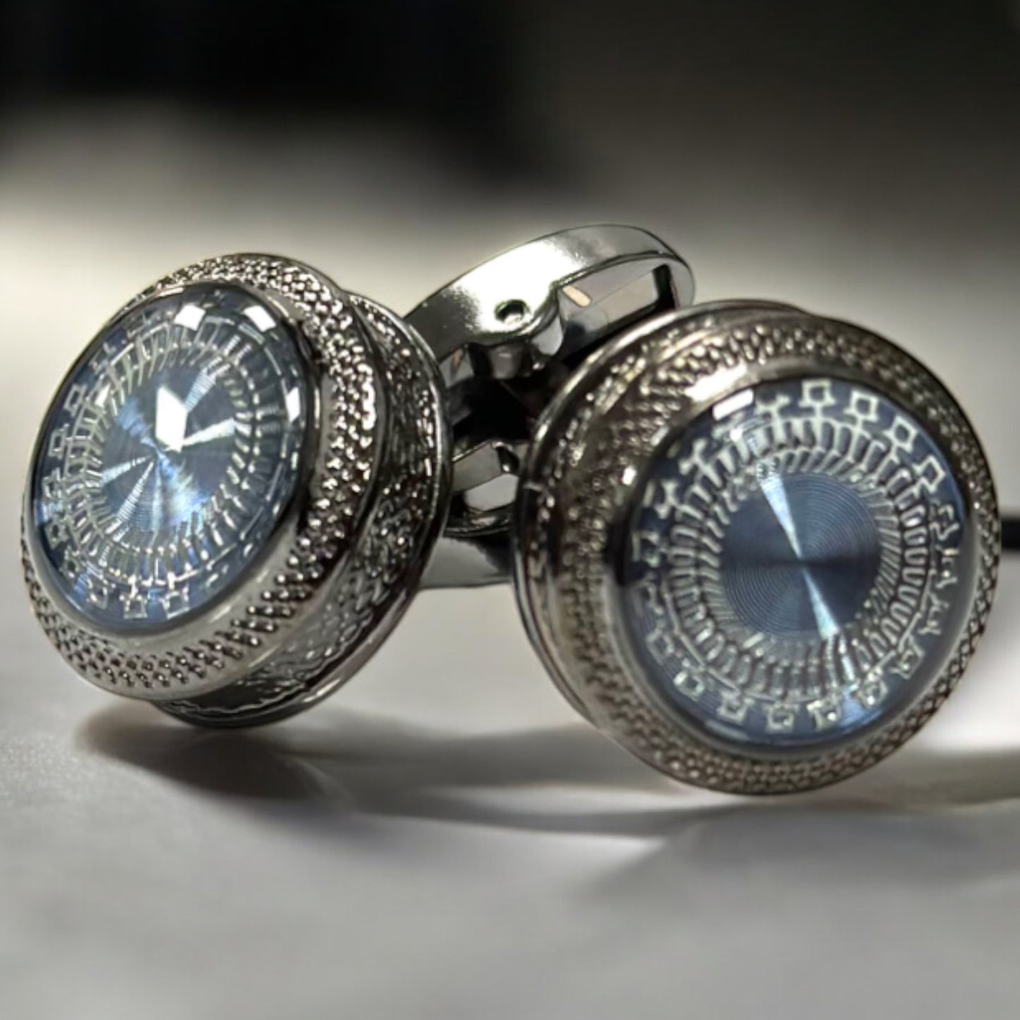 Luxury  Chrome Combined with Blue Details  - Istanbul Fashion Cufflinks - 42