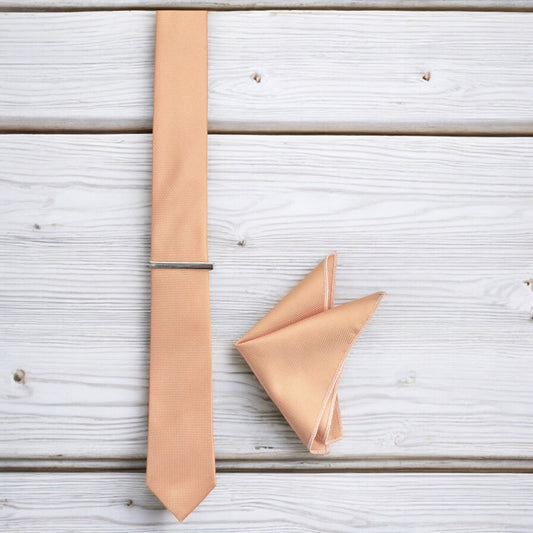 Pastel Orange  - Istanbul Fashion Slim Tie, Textured Fabric