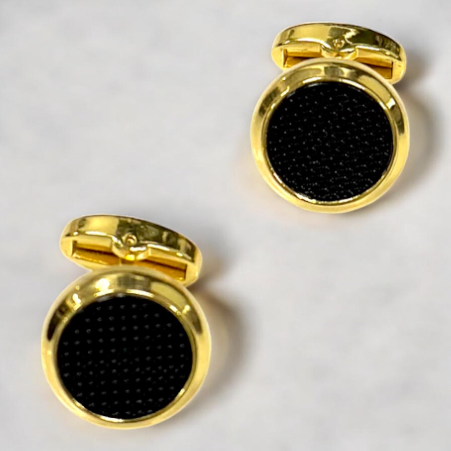 Round Gold  with Matte Black Details - Istanbul Fashion Cufflinks -58