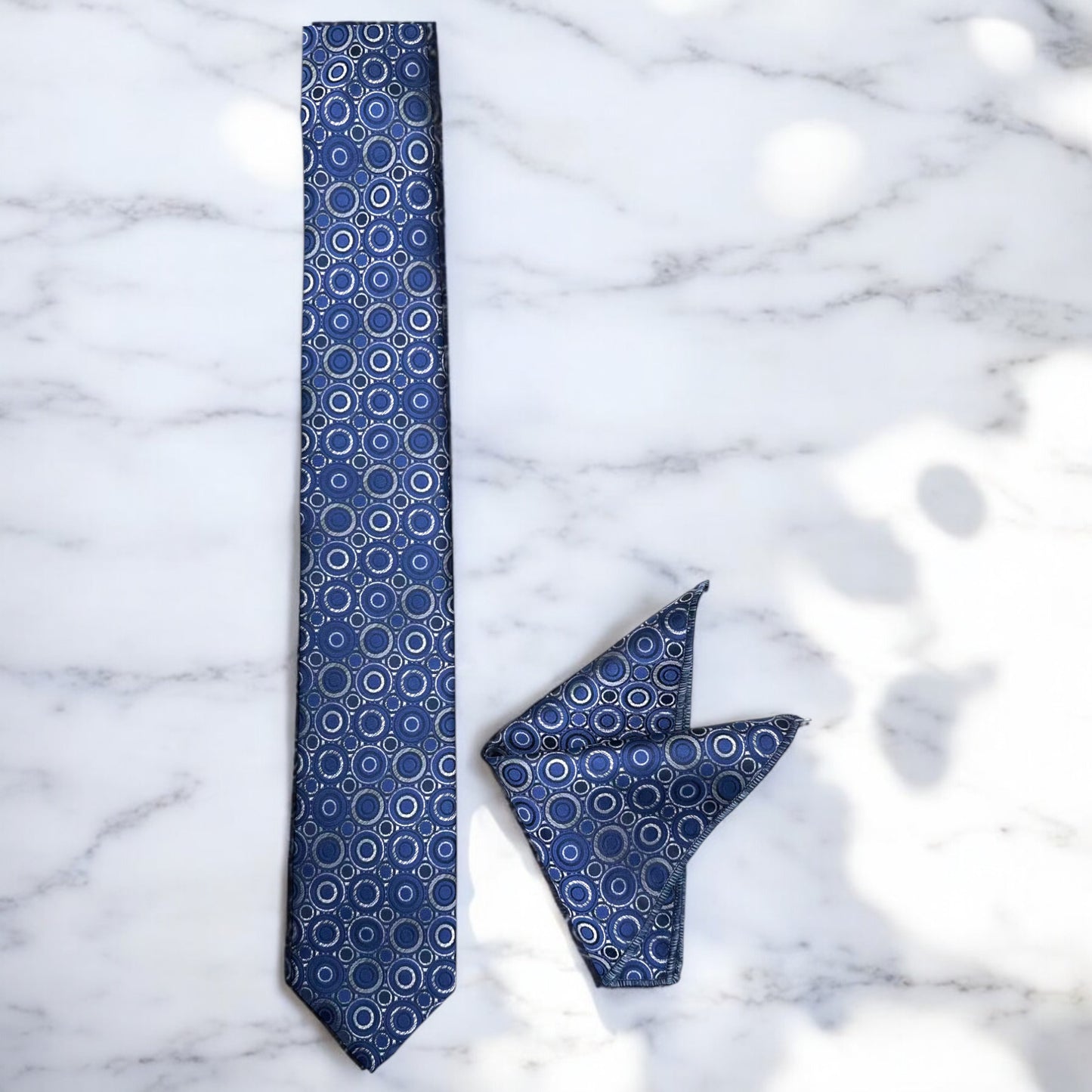 Combination Of Blue Shades Circles -Istanbul Fashion Tie - Classic Wide