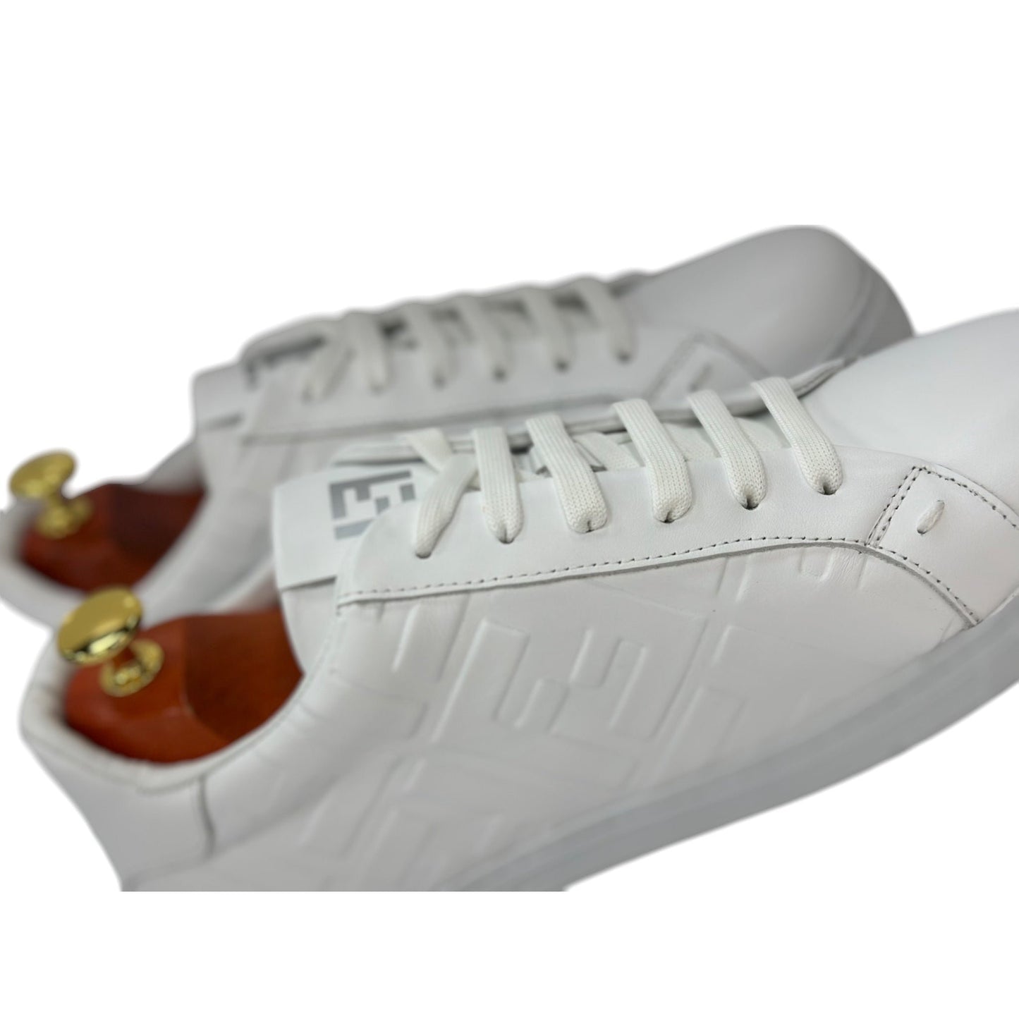 White Sneakers- With Lace-Detailed Leather-Rubber Bottom-8503