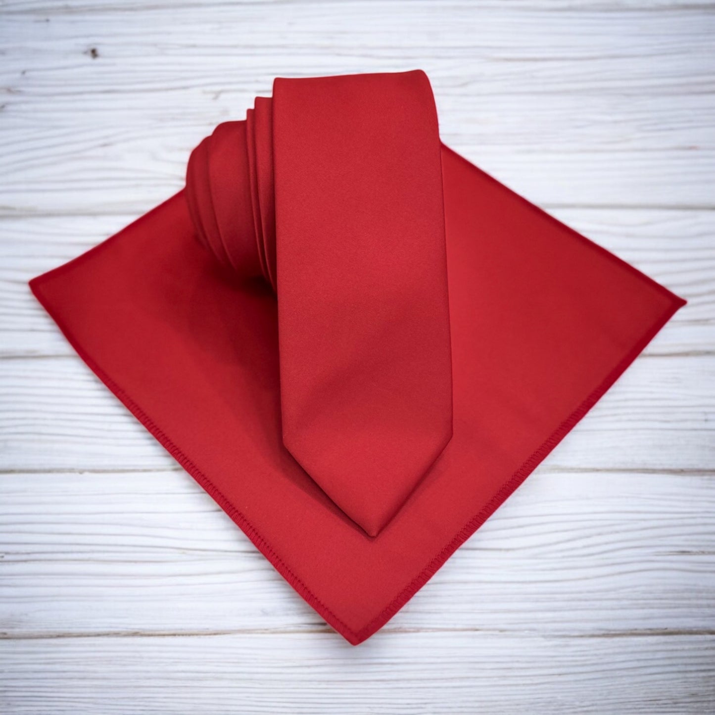Fire Red - Istanbul Fashion Slim Tie, Plain Satin