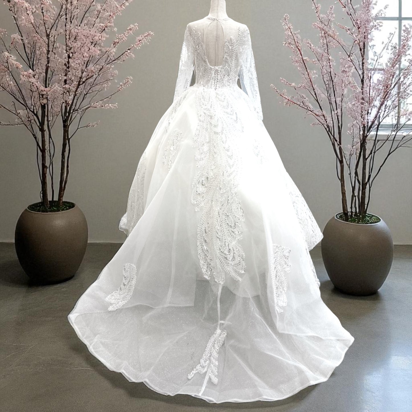 Princes Style Ball Gown - Wedding Gown - Off- White - Detailed with Crystallize Beading and Shiny Sequence