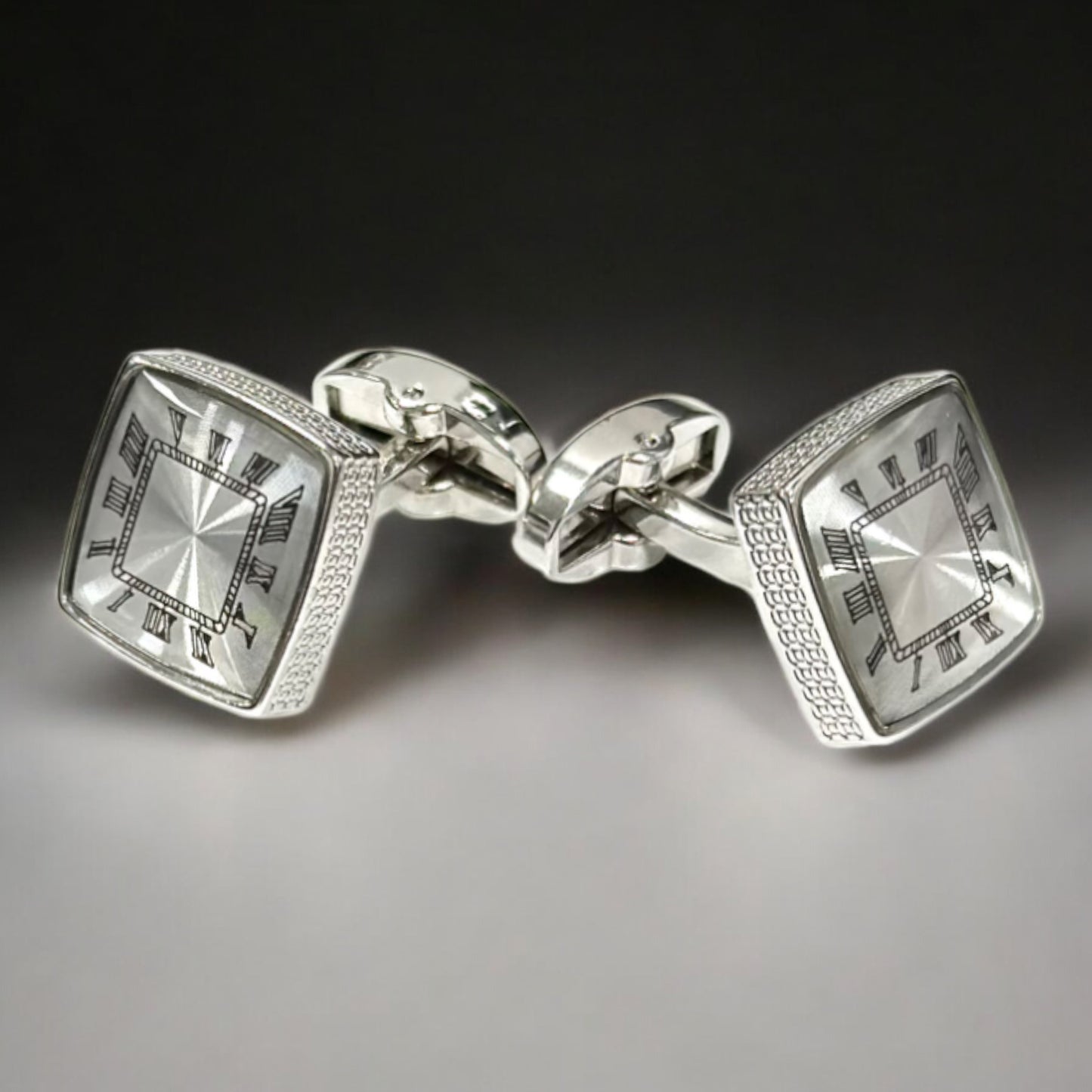 Squared Silver Contrast  - Istanbul Fashion Cufflinks -59