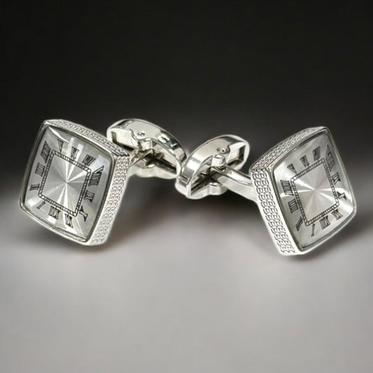 Squared Silver Contrast  - Istanbul Fashion Cufflinks -59