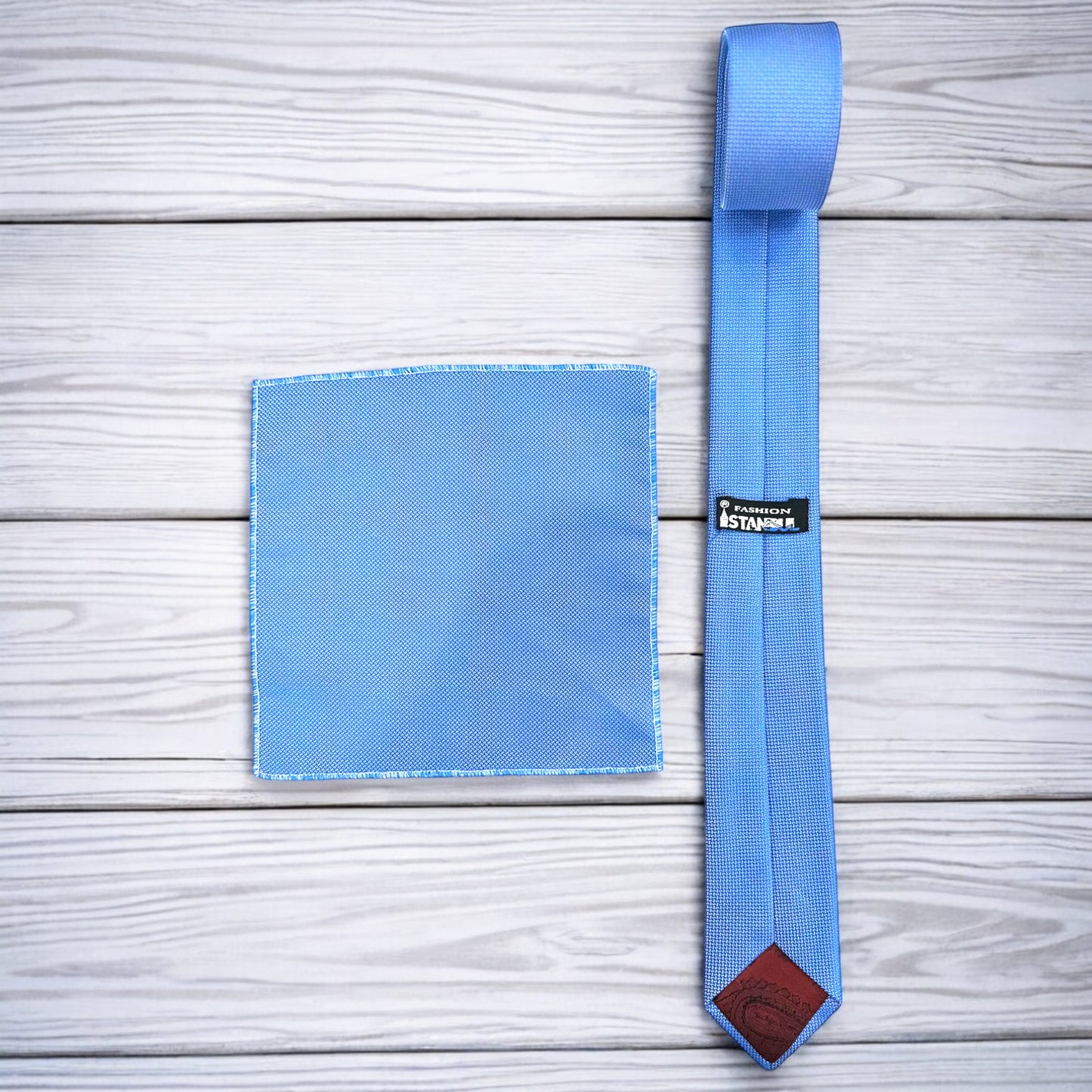 Ocean Blue Istanbul Fashion Slim Tie, Textured Fabric