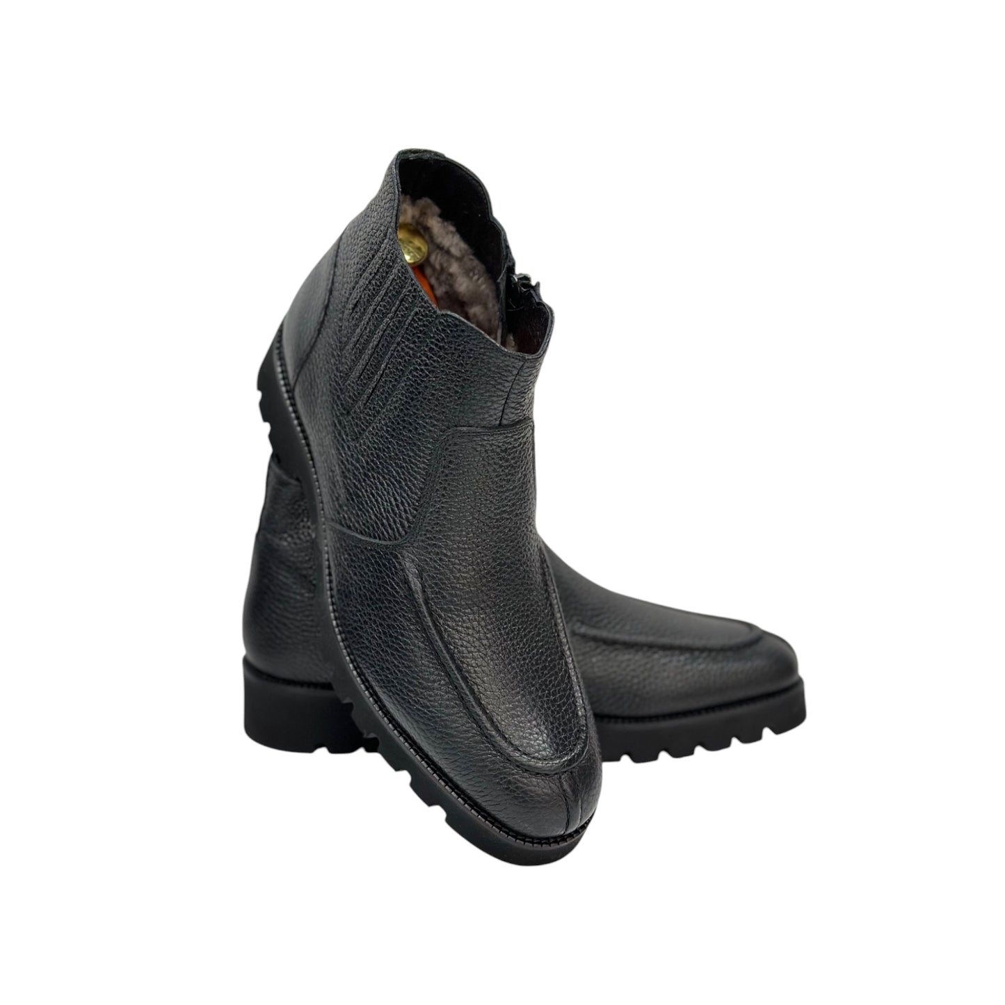 Ankle Boots - Luxury Highest Quality Black Leather-Detailed Zipper on Sides-240-B2718